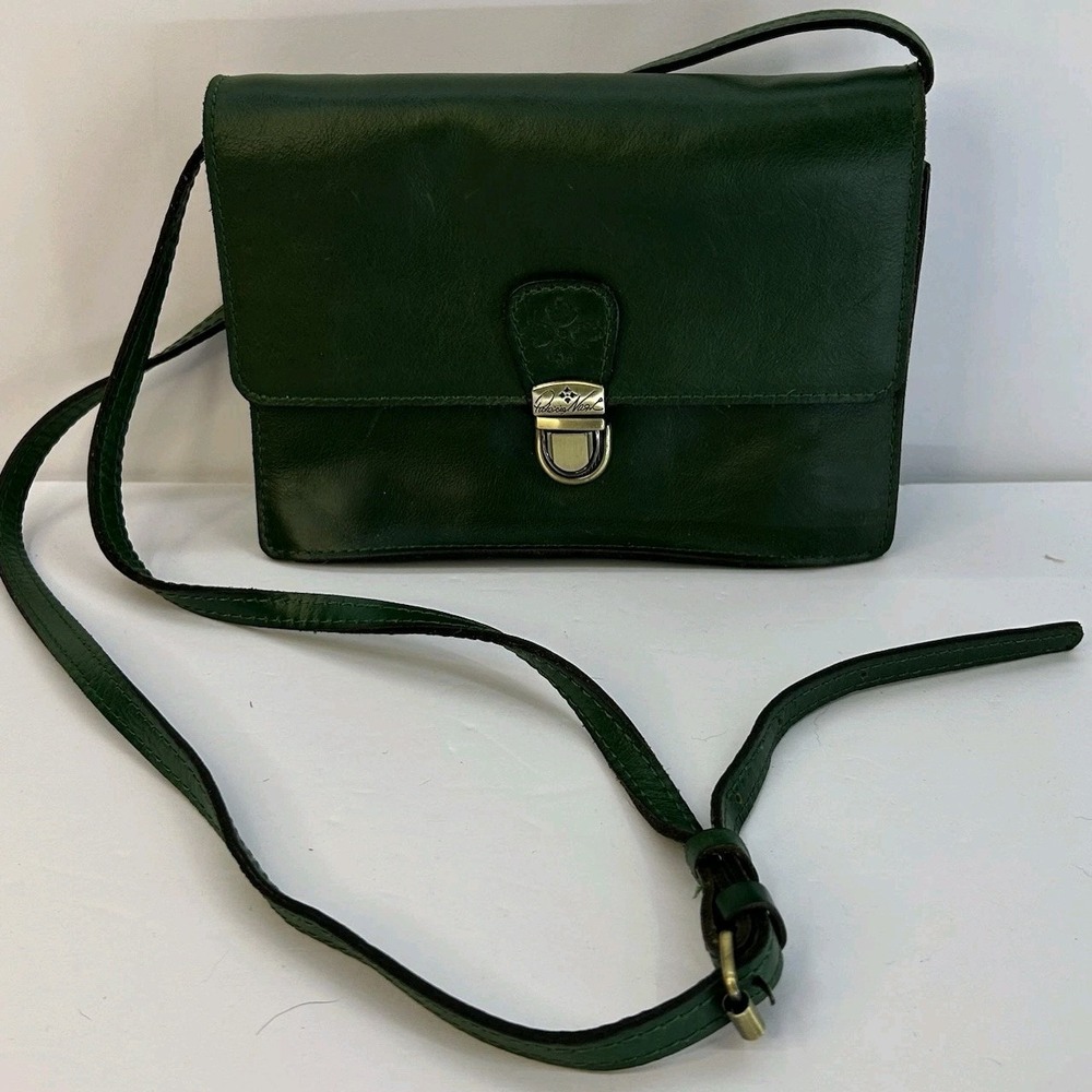[Patricia Nash] Lanza Genuine Leather Crossbody Purse in Dark Green